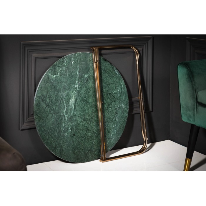 Ronde salontafel VINTORA groen marmer en goud metaal - chic modern design tafel