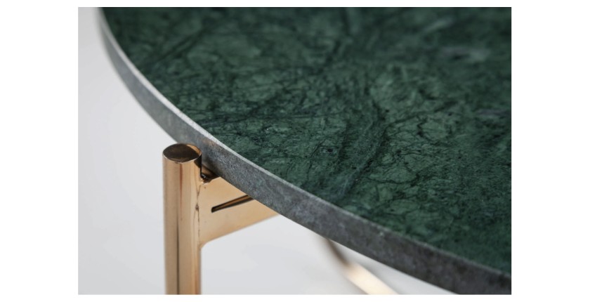 Zoom sur la tranche de la table basse VINTORA verte