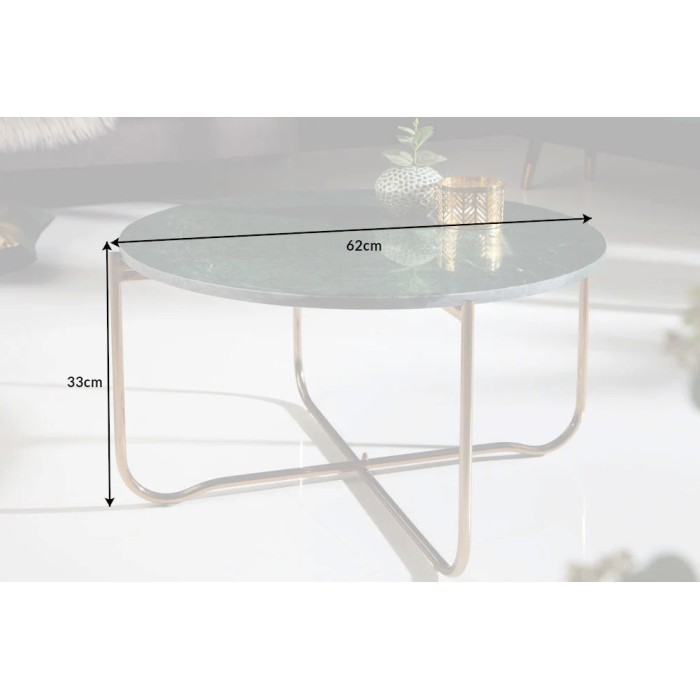 Ronde salontafel VINTORA groen marmer en goud metaal - chic modern design tafel