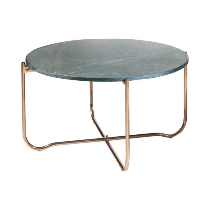 Ronde salontafel VINTORA groen marmer en goud metaal - chic modern design tafel