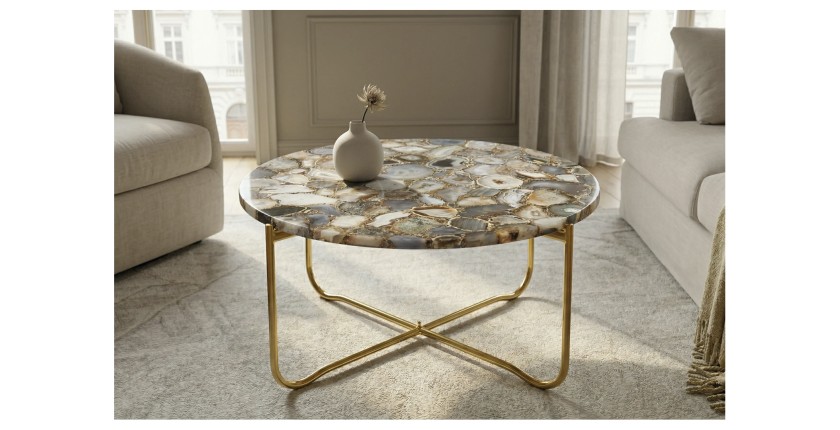 Table basse VINTORA en agate mise en situation
