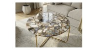 Table basse VINTORA en agate vue de haut rapprochée