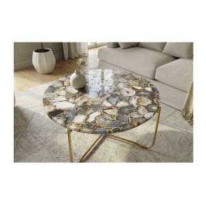 Table basse VINTORA en agate vue de haut rapprochée