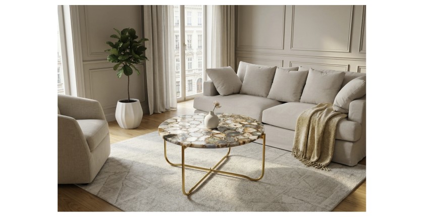 Table basse VINTORA en agate vue éloignée