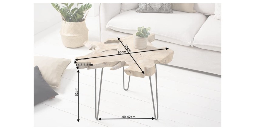 Table basse RIVET 60cm dimensions