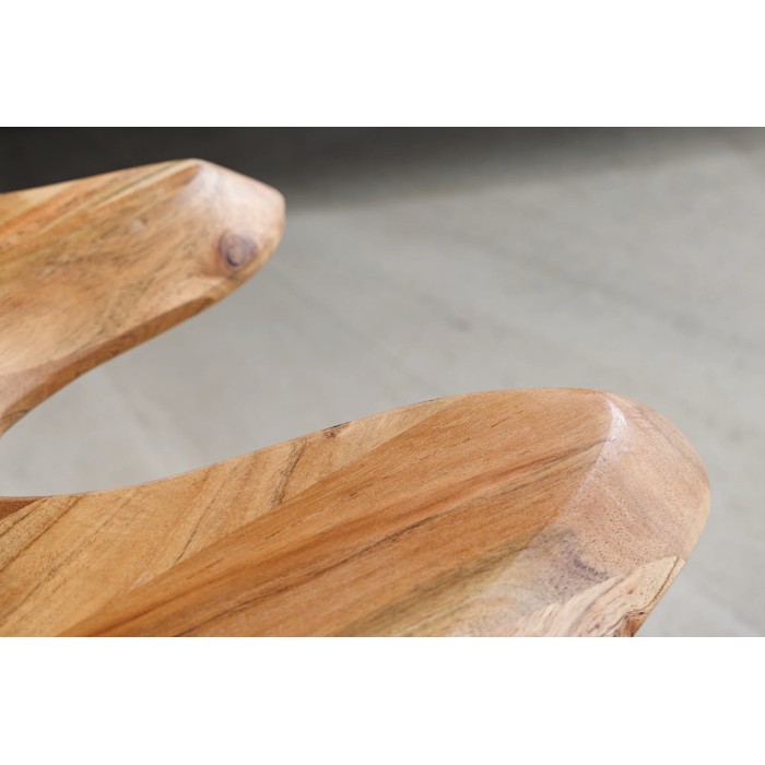 Couchtisch RIVET aus massivem Akazienholz in organischer Form und schwarzem Metall – natürliches Industriedesign