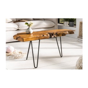 Table basse RIVET en bois de Teck 100cm vue de côté