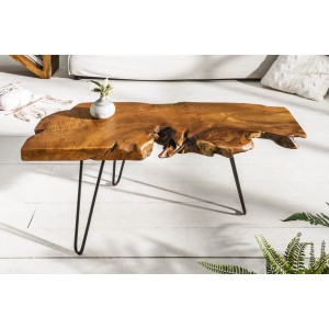 Table basse RIVET en bois de Teck 100cm mise en situation