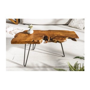 Table basse RIVET en bois de Teck 100cm mise en situation