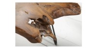 Zoom sur le côté de la table basse RIVET en bois de Teck 100cm