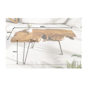 Table basse RIVET en bois de Teck 100cm dimensions