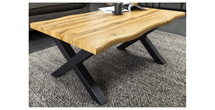Table basse RIVET 90cm en bois vue de côté