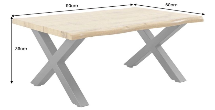 Table basse RIVET 90cm en bois dimensions