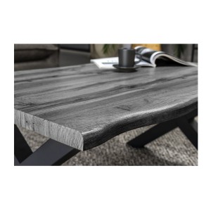 Zoom sur la tranche du plateau de la table basse RIVET grise 90cm