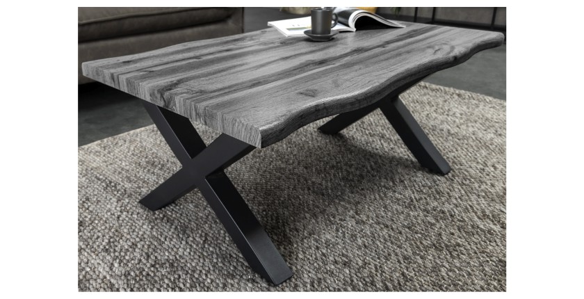 Table basse RIVET grise 90cm vue de côté