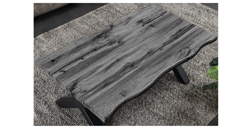 Table basse RIVET grise 90cm vue de haut