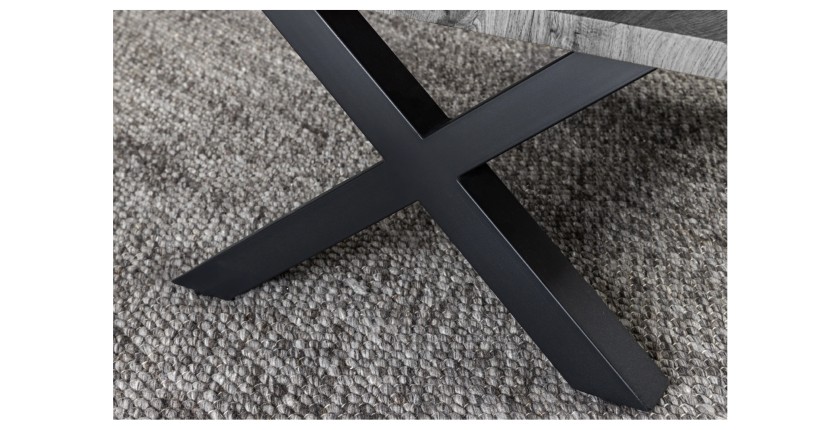 Zoom sur les pieds de la table basse RIVET grise 90cm