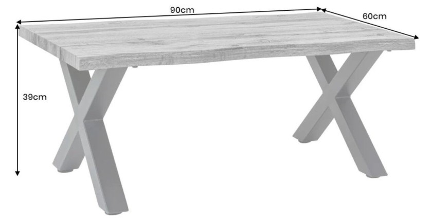 Table basse RIVET grise 90cm dimensions