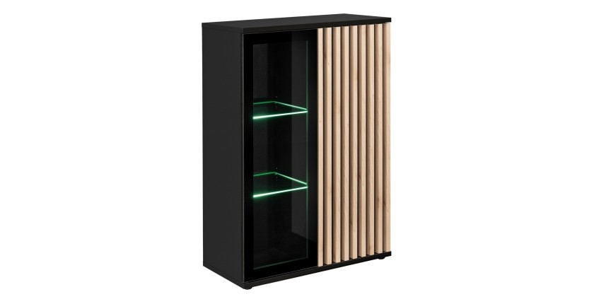 Vitrine basse design collection DEAN – 2 portes avec éclairage LED intégré