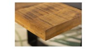 Table basse LODEN 100 cm bois massif de manguier et métal noir – design industriel