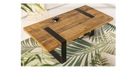 Table basse LODEN 100 cm bois massif de manguier et métal noir – design industriel