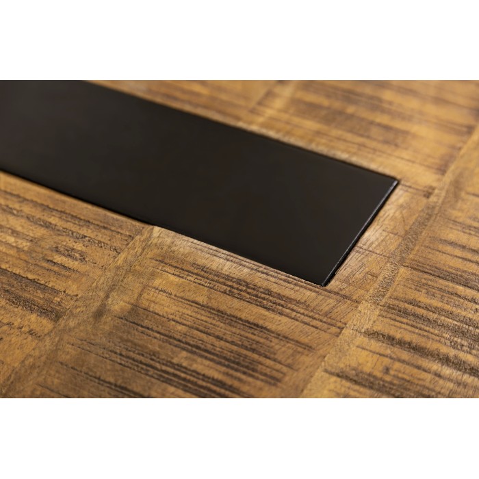 Zoom sur les détails en métal du plateau de la table basse LODEN 100cm
