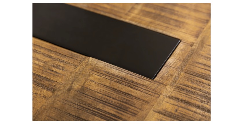 Table basse LODEN 100 cm bois massif de manguier et métal noir – design industriel