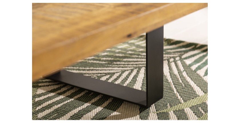 Table basse LODEN 100 cm bois massif de manguier et métal noir – design industriel