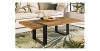 Table basse LODEN 100 cm bois massif de manguier et métal noir – design industriel