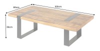 Table basse LODEN 100 cm bois massif de manguier et métal noir – design industriel