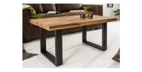 Table basse LODEN 100 cm en bois massif de Sheesham et métal noir – style industriel