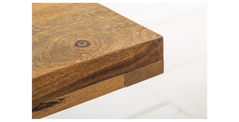 Table basse LODEN 100 cm en bois massif de Sheesham et métal noir – style industriel