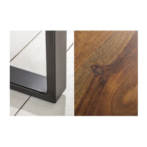 Table basse LODEN 100 cm en bois massif de Sheesham et métal noir – style industriel
