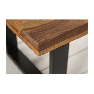 Table basse LODEN 100 cm en bois massif de Sheesham et métal noir – style industriel
