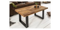 Table basse LODEN 100 cm en bois massif de Sheesham et métal noir – style industriel