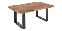 Table basse LODEN 100 cm en bois massif de Sheesham et métal noir – style industriel