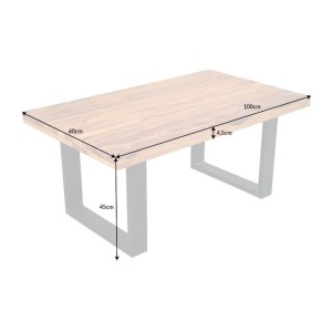 Table basse LODEN 100 cm en bois massif de Sheesham et métal noir – style industriel