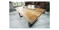 Table basse LODEN 100 cm en bois massif de manguier et métal noir – style industriel
