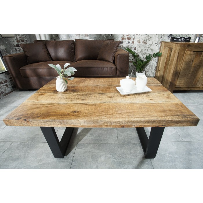 Table de salle à manger 100cm en bois de manguier vue de haut
