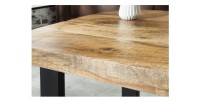 Table basse LODEN 100 cm en bois massif de manguier et métal noir – style industriel