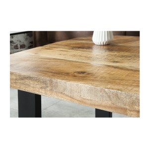 Table basse LODEN 100 cm en bois massif de manguier et métal noir – style industriel