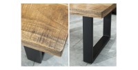Table basse LODEN 100 cm en bois massif de manguier et métal noir – style industriel