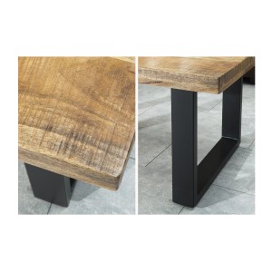 Table basse LODEN 100 cm en bois massif de manguier et métal noir – style industriel