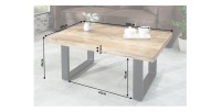 Table basse LODEN 100 cm en bois massif de manguier et métal noir – style industriel