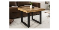 Table basse LODEN 60 cm en bois massif de manguier et métal noir – style industriel