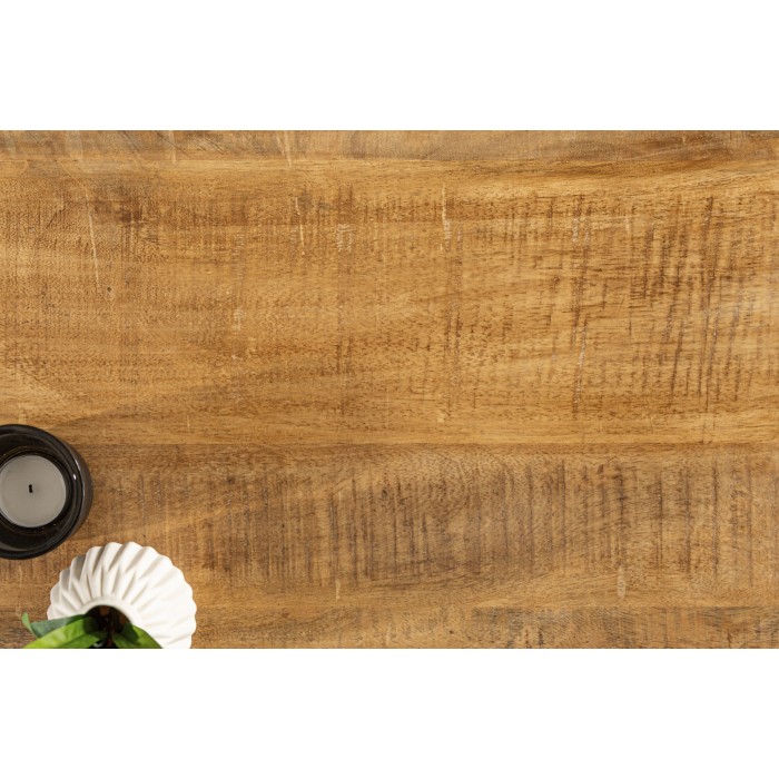 Mesa de centro LODEN 60 cm en madera maciza de mango y metal negro – estilo industrial