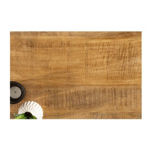Table basse LODEN 60 cm en bois massif de manguier et métal noir – style industriel