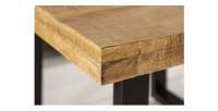 Table basse LODEN 60 cm en bois massif de manguier et métal noir – style industriel