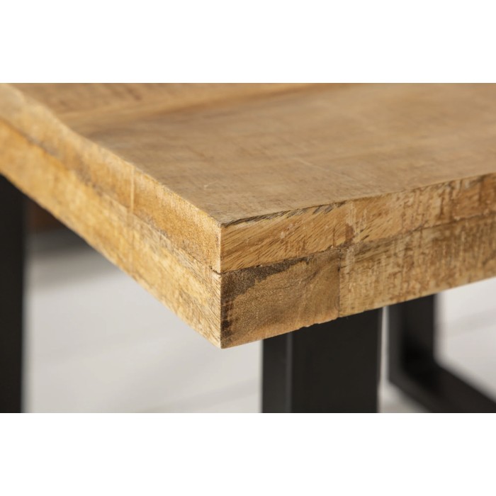 Mesa de centro LODEN 60 cm en madera maciza de mango y metal negro – estilo industrial