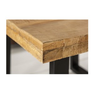 Table basse LODEN 60 cm en bois massif de manguier et métal noir – style industriel